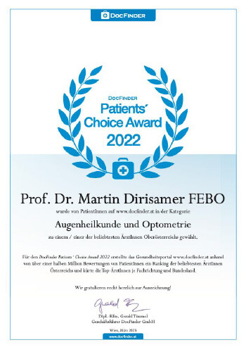 Patients Choice Award Dr. Martin Dirisamer